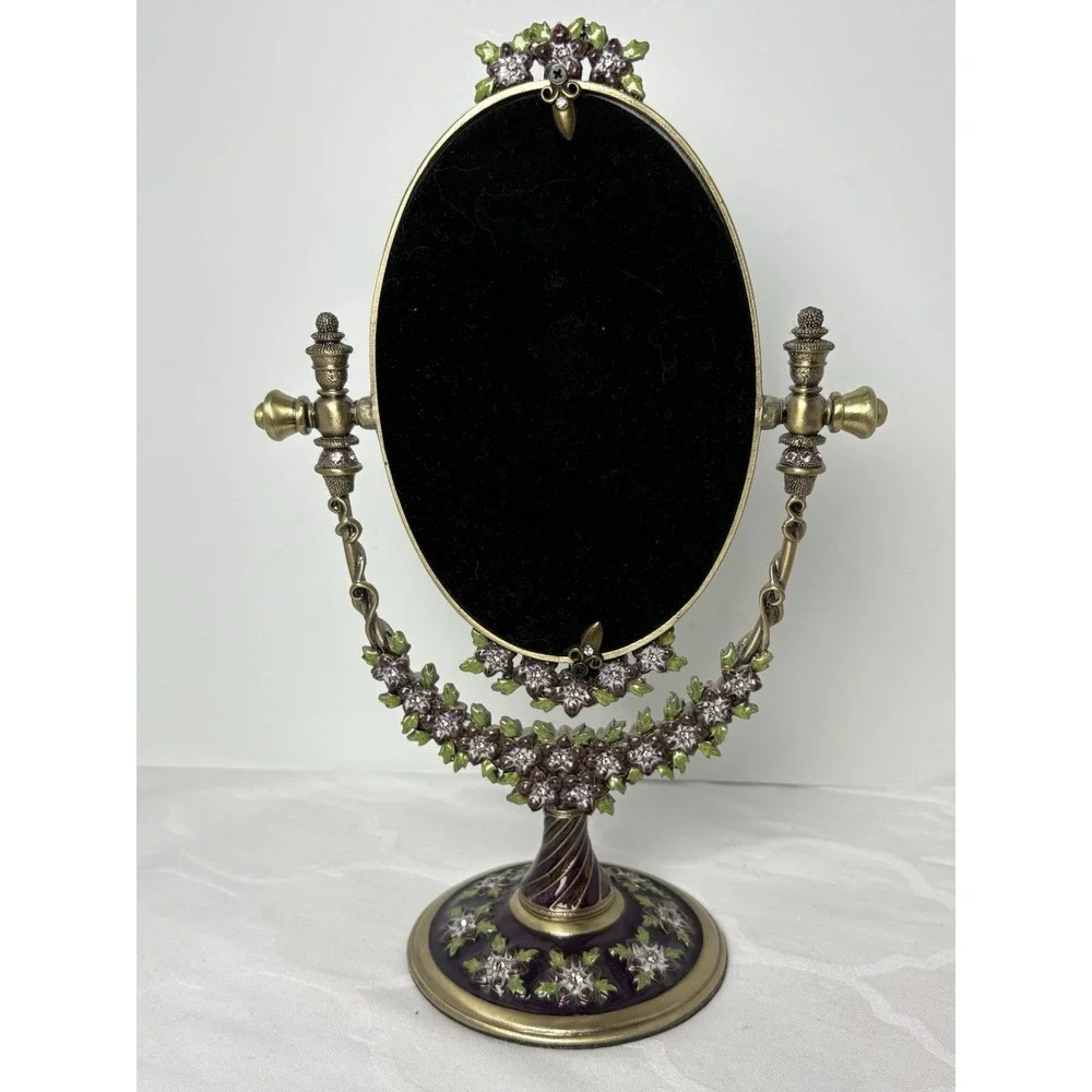 Beautiful Jeweled Two's Company Vanity Mirror Tilting Free Standing Floral